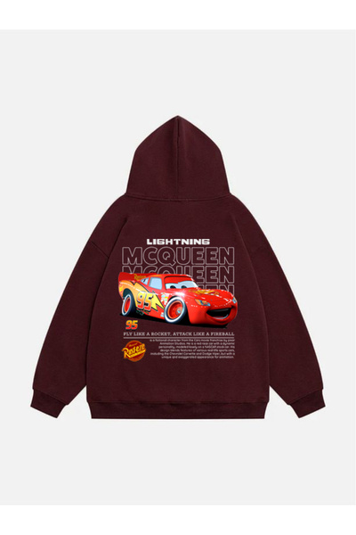Mad&Calf Φούτερ Unisex Lightning Mcqueen με στάμπα με κουκούλα από φλις oversize