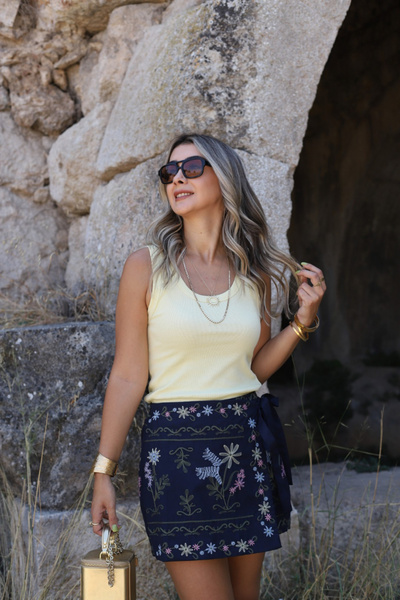 bytugcekaya Sarı Standart Beden Likralı Fitilli Atlet