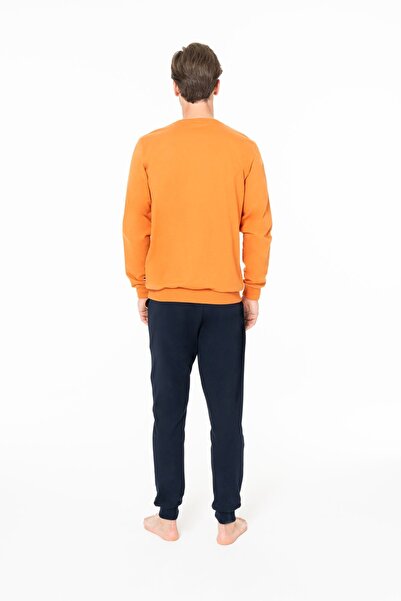 U.S. Polo Assn. U.s Polo Assn. 18942 Чоловічий довгий рукав з коміром-стійкою та манжетами, зручний одяг для дому - помаранчевий