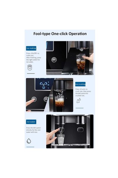 DLC 3 in 1 Ice Maker with Built-in Water Dispenser, with LCD Control Panel