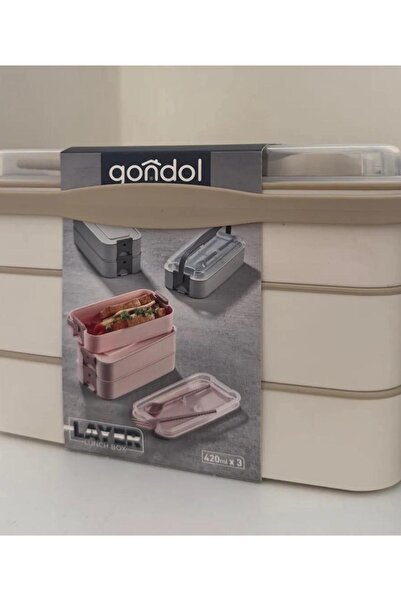 Tatlı Sebep Gondol Layer Lunch Box Locked Layered Lunch Box with Fork and Spoon
