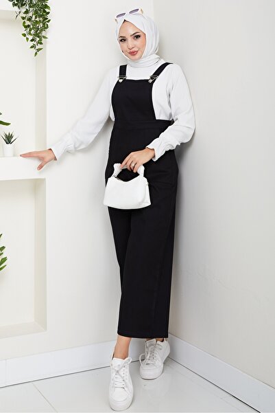 Bestenur Ολόσωμη φόρμα τσέπης Gabardin 1587 - Μαύρο