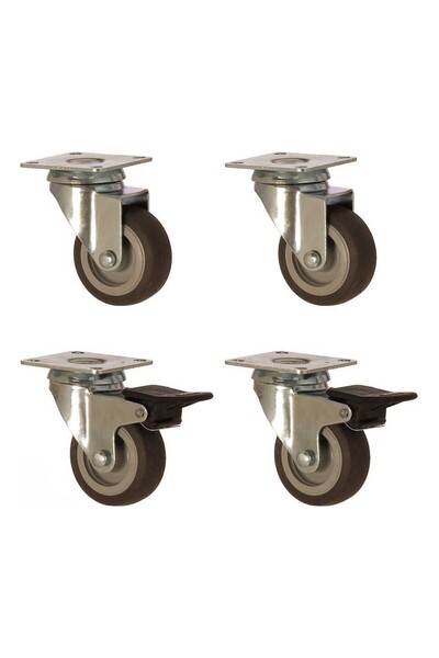 Zet 50 mm Çaplı Tablalı Moblen Üzeri Termoplastik Burçlu Döner Tekerlek 2 Dön...