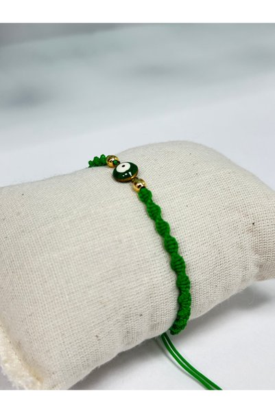 VLDORO D'Oro Green String Evil Eye Beaded Bracelet