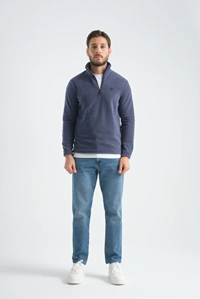 Shooter Sportswear Men's Winter Fleece Sweatshirt Half Zipper Standard Fit Indigo