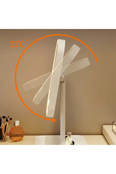 Flash Bazaar Led Işıklı Usb Şarjlı Dikdörtgen Masa Üstü Makyaj Aynası Makyaj Aynası Dokunmatik