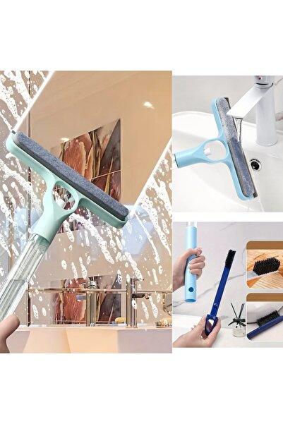 RED KİTCHEN 4’ü 1 Arada Çift Taraflı Çok Amaçlı Cam Temizleme Kazıyıcı ve Silme Fırçası – Sprey Şişeli