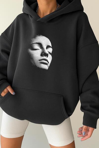 DM DOLCE MORE Hanorac unisex cu glugă din bumbac pieptănat cu 3 fire