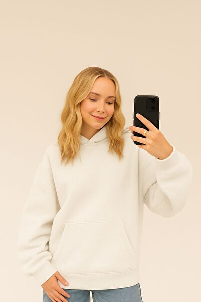 E-ROMA Φούτερ με κουκούλα unisex με 3 κλωστές από χτενισμένο βαμβάκι