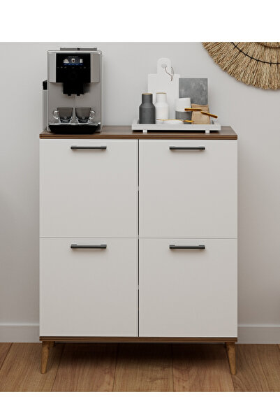 Skandi homeworks Vittoria 4 Kapaklı Çok Amaçlı Mutfak Dolap Kahve Köşesi Kile...