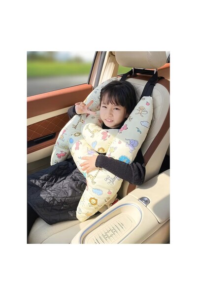 OEM Μαξιλάρι Ταξιδιού για Παιδιά με Μοντέλο Δεινοσαύρου, Λευκό