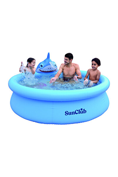 Fab N Funky Kids 3D Shark Spray Pool, Built鈥慖n Sprayer, Sturdy Build, Exciting Outdoor Play - Blue