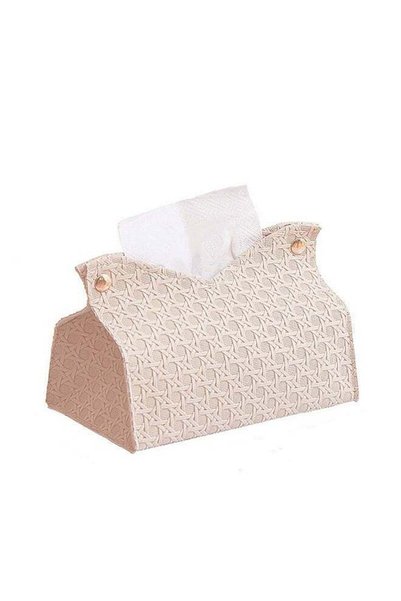 Generic Weave Pattern Tissue Box Cover, PU Leather Waterproof Sofa Table Desk...