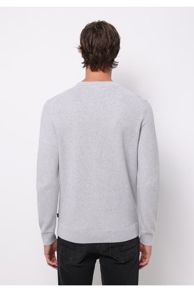 Colin's Regular Fit Round Neck Jacquard Men's Gray Sweater