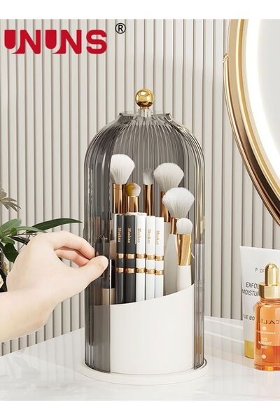Generic Makeup Brush Holder,360 Degree Rotating Cosmetic Display Case with Li...