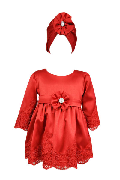 fantasialand Long-Sleeved Baptism Dress, Regina Model, Red Color
