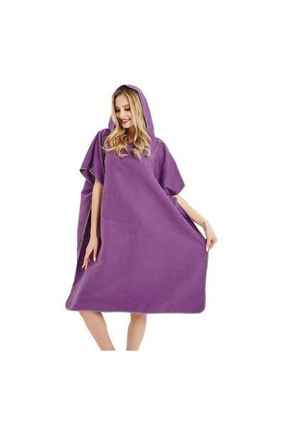 Generic Microfiber Beach Towel Blanket Bath Swim With Hood Purple