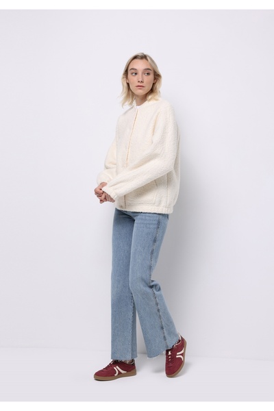 Colin's Regular Fit Dik Yaka Çıtçıtlı Astarsız Kadın Ekru Ceket