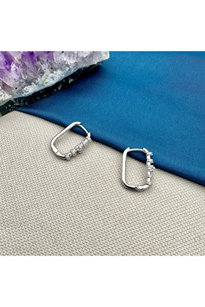 Opia Takı & Aksesuar Rectangular Ring Zircon Stone Earrings