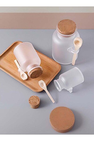 Generic Bath Salt Jars with Cork Stopper and Spoon, Matte Frosted White ABS C...