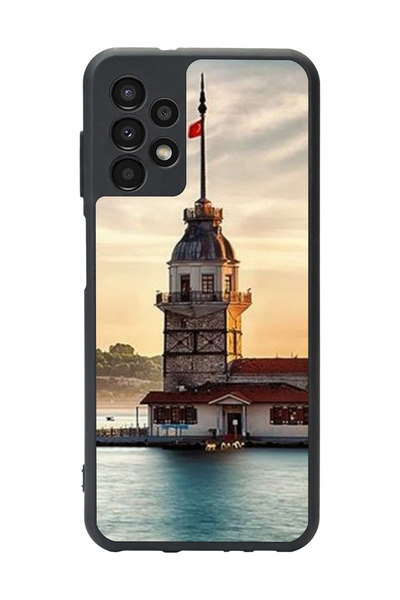 Aksel Kılıf Samsung Galaxy A13 Compatible Printed, Matte Black, Soft Silicone, Protective, Shock Absorbing Cover, Case