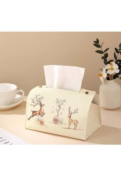 Generic Deer Pattern Tissue Box Holder Rectangular Leather Tissue Box Cover P...