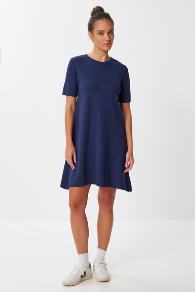 Lovelyİstanbul Oversize Basic Knitwear Dress Lub0161 Navy Blue