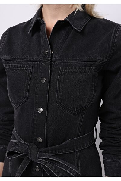 Colin's Slim Fit Düz Kadın Siyah Uzun Kol Elbise