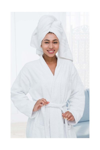 Generic 400 GSM Cotton Fleece Bathrobe Skin-friendly Zero Twist Breathable Ni...