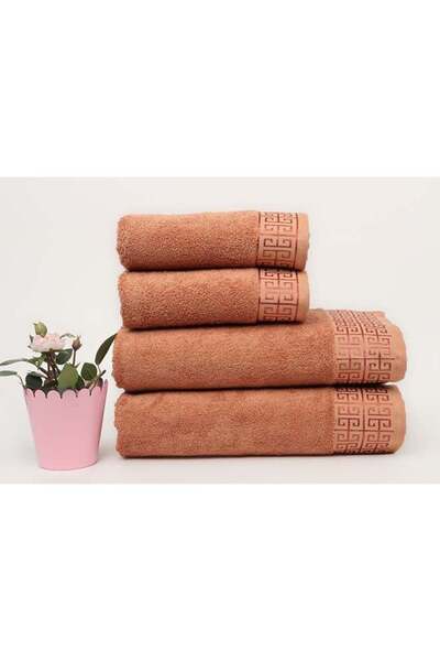 Generic White Rose Towel 4 Piece Bathroom Set - GREEKY - 500 GSM - 100% Cotton Terry - Jacquard Border- 2
