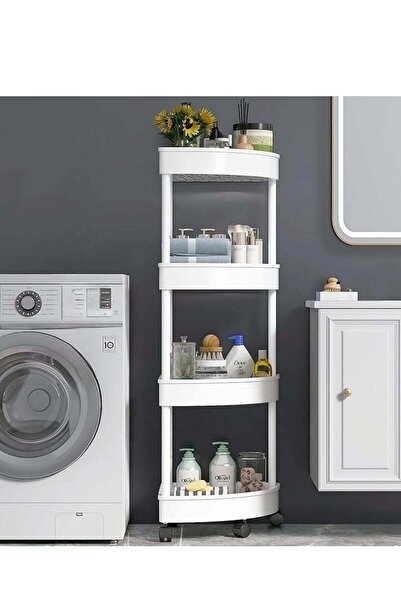 Generic Decorhills Shower Caddy Corner Shelves, 4-Tier Bathroom Shelving Unit Cart with Wheel, Plastic Show