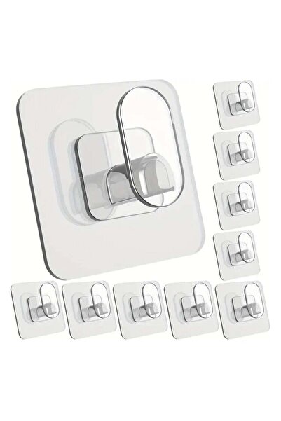 Generic 10 pcs Adhesive wall hook Plastic, No-Drill Heavy Duty Transparent Ut...