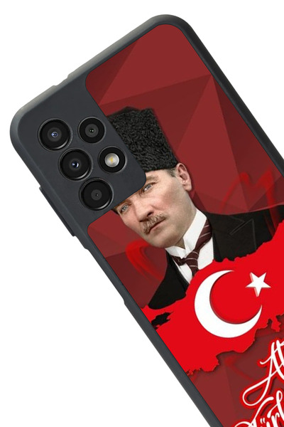 Aksel Kılıf Samsung Galaxy A13 Compatible Printed, Matte Black, Soft Silicone, Protective, Shock Absorbing Cover, Case