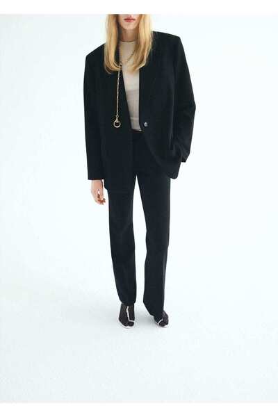 MANGO Woman Orta belli wideleg pantolon