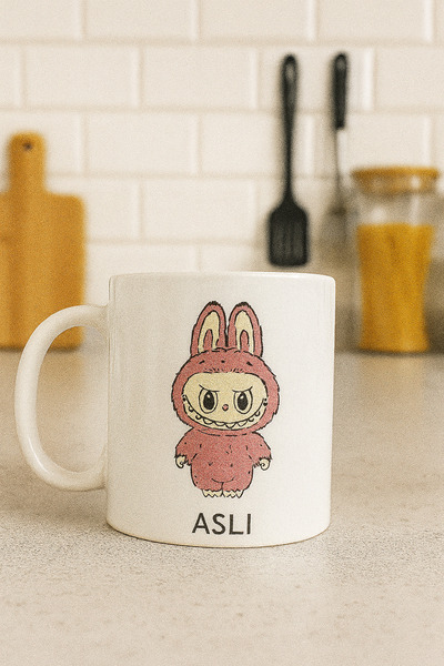 çokaş Aslı 330ml Labubu Baskılı Porsolen Kupa Su Bardağı