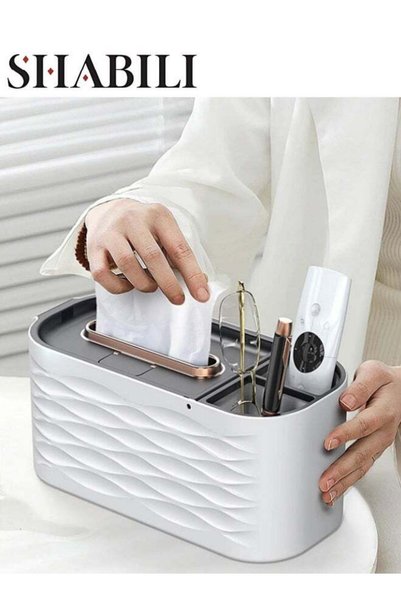 Generic 1 Pack Plastic Tissue Box Holder with Phone Holder, Waterproof Facial...