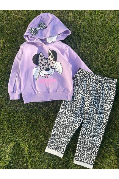 SANTRALBEBE Girl's Leopard Patterned Hooded Seasonal Set