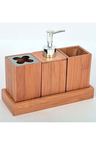 Generic Home Pro Bamboo Bathroom Storage Set Multicolor Wooden Organization S...