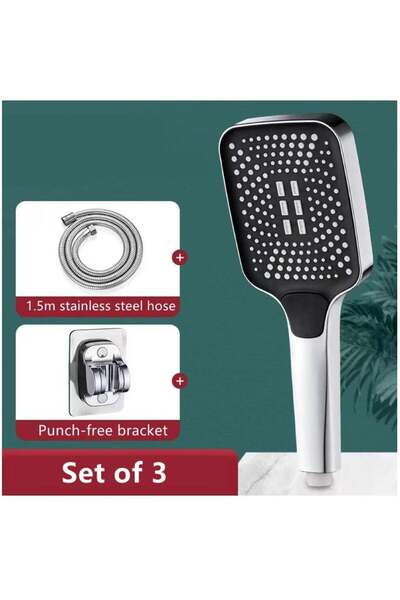 Generic 1-Set Of 3 Pieces Three-Speed Boosting Shower Head ABS Silver/Black 2...