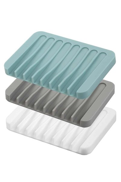 Generic 3 Pack Self-Draining Silicone Soap Dishes - Waterfall Design Soap Sav...