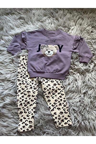 Cyber Girl's Leopard Patterned Leggings Cotton Comfortable Bottom Top Set