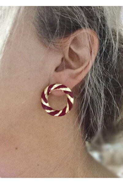 mos&more Burgundy Ring Lightweight Stylish Earring Set