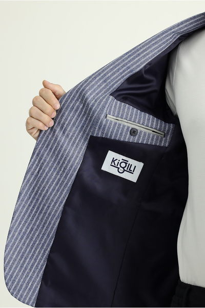 Kiğılı Регулярний крій Смугастий лляний піджак