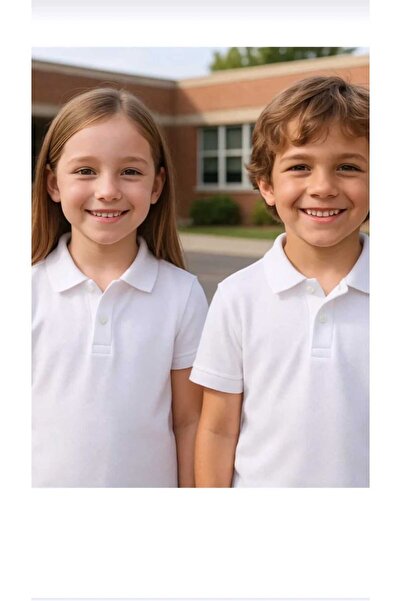 NÜANS MODA Polo Collar School T-Shirts Long Sleeve and Short Sleeve 2-Pack
