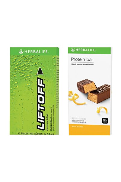 Herbalife 1 er Paket Limon aromalı Protein Bar ve LiftOff® Efervesan İçecek