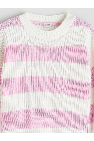 LC Waikiki LCW Kids Bisiklet Yaka Çizgili Kız Çocuk Kazak