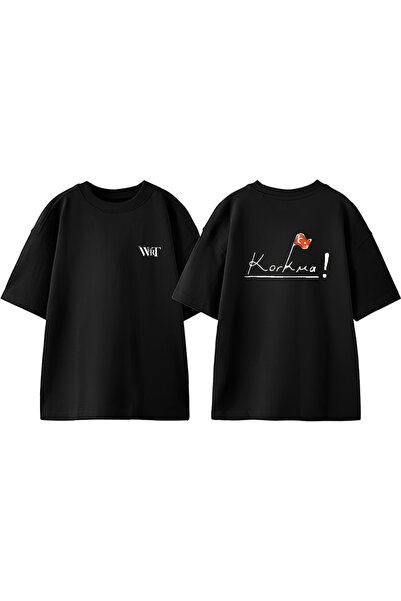 THEWERT Μπλουζάκι με στάμπα πλάτης Türkiye Korkma Design, βαμβακερό μαύρο ove...