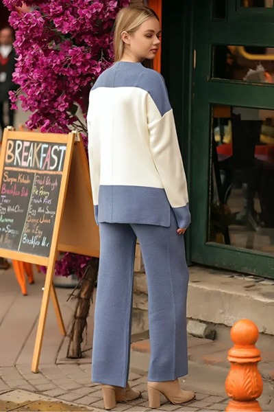 MAXXANA Two Colors Sweater And Pants Knitwear Set