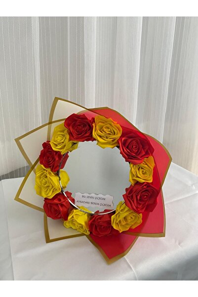 Yıldızköşesi Aynalı Çiçek Buketi Aynalı Yapay Senden Önce Senden Sonra Buketi Solmayan Gül Buketi (NOT YAZILIR)