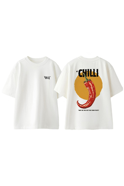 THEWERT Μπλουζάκι Chilli 1 Design με στάμπα στην πλάτη, βαμβακερό λευκό oversize